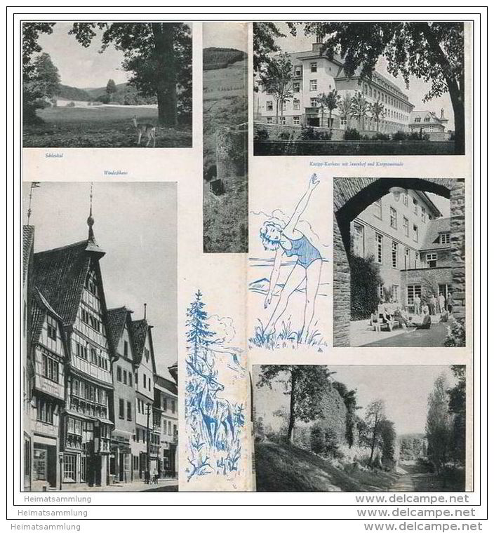 Deutschland - Bad Münstereifel 50er Jahre - Faltblatt Mit 10 Abbildungen - Stadtplan Und Unterkunftsverzeichnis - Reiseprospekte