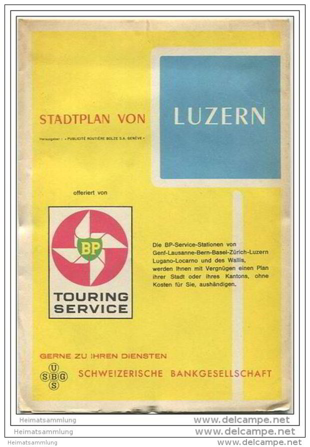 Schweiz - Luzern - Stadtplan Offeriert Von BP Touring Service - Viel Werbung - Reiseprospekte