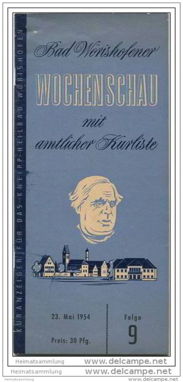 Deutschland - Bad Wörishofener Wochenschau Mit Amtlicher Kurliste Mai 1954 - 40 Seiten - Reiseprospekte