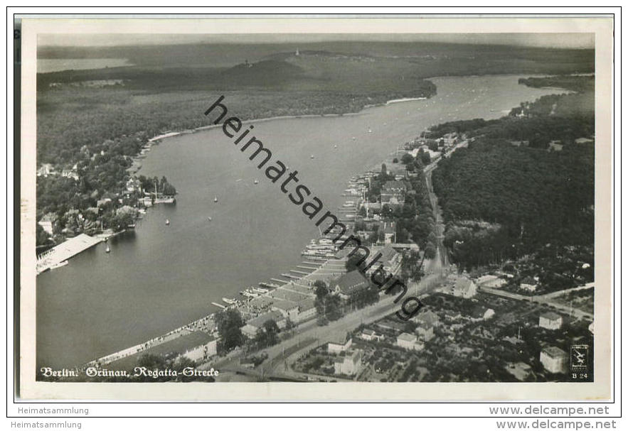 Berlin - Grünau - Regattastrecke - Foto-AK 30er Jahre - Flugaufnahme - Koepenick