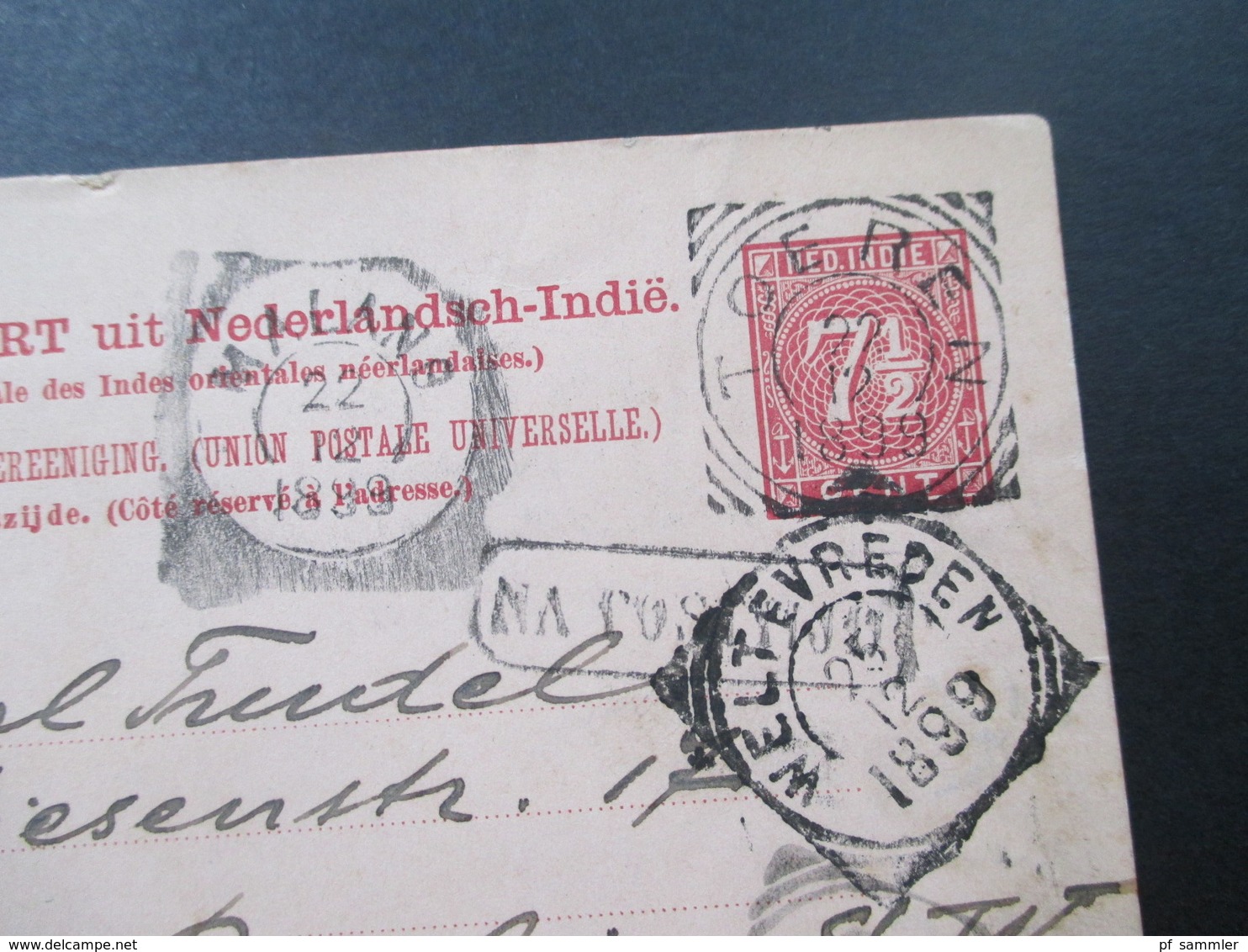 Ned. Indie 1899 Ganzsache Toeren Java Nach Berlin Gesendet Mit 6 Stempel!! Interessante Karte!! - Netherlands Indies