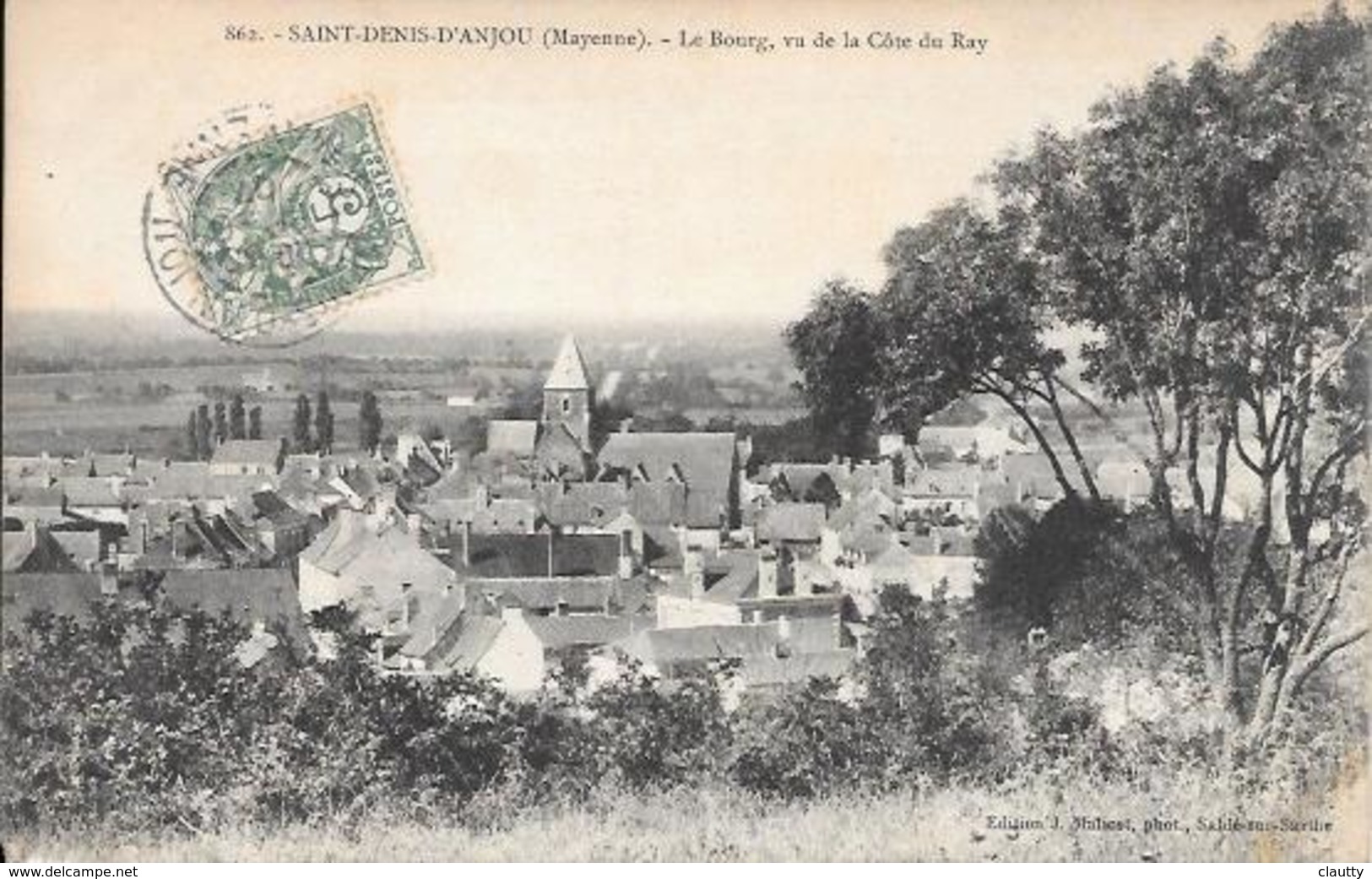 Cpa 53 Saint Denis D'Anjou , Le Bourg Vu De La Côte Du Ray , écrite 1907 - Sonstige & Ohne Zuordnung