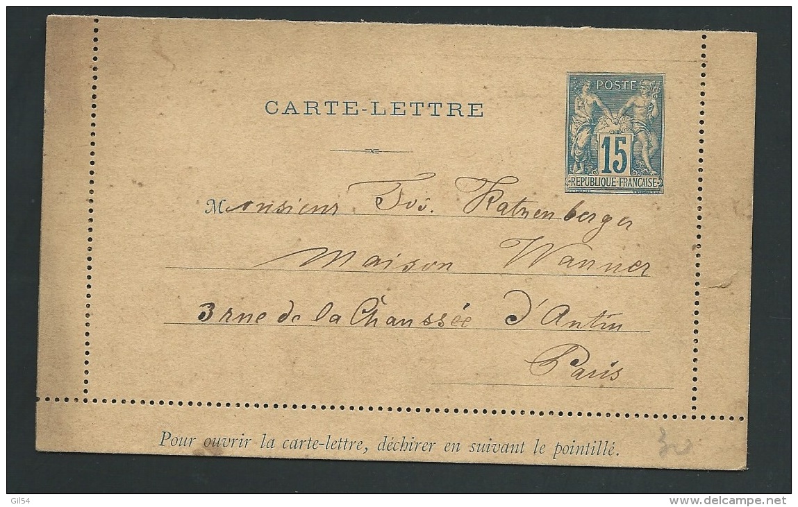 Carte Lettre  Yvt  90 -  CL7    ADRESSE  ECRITE MAIS NON VOYAGE Pb16908 - Cartes-lettres