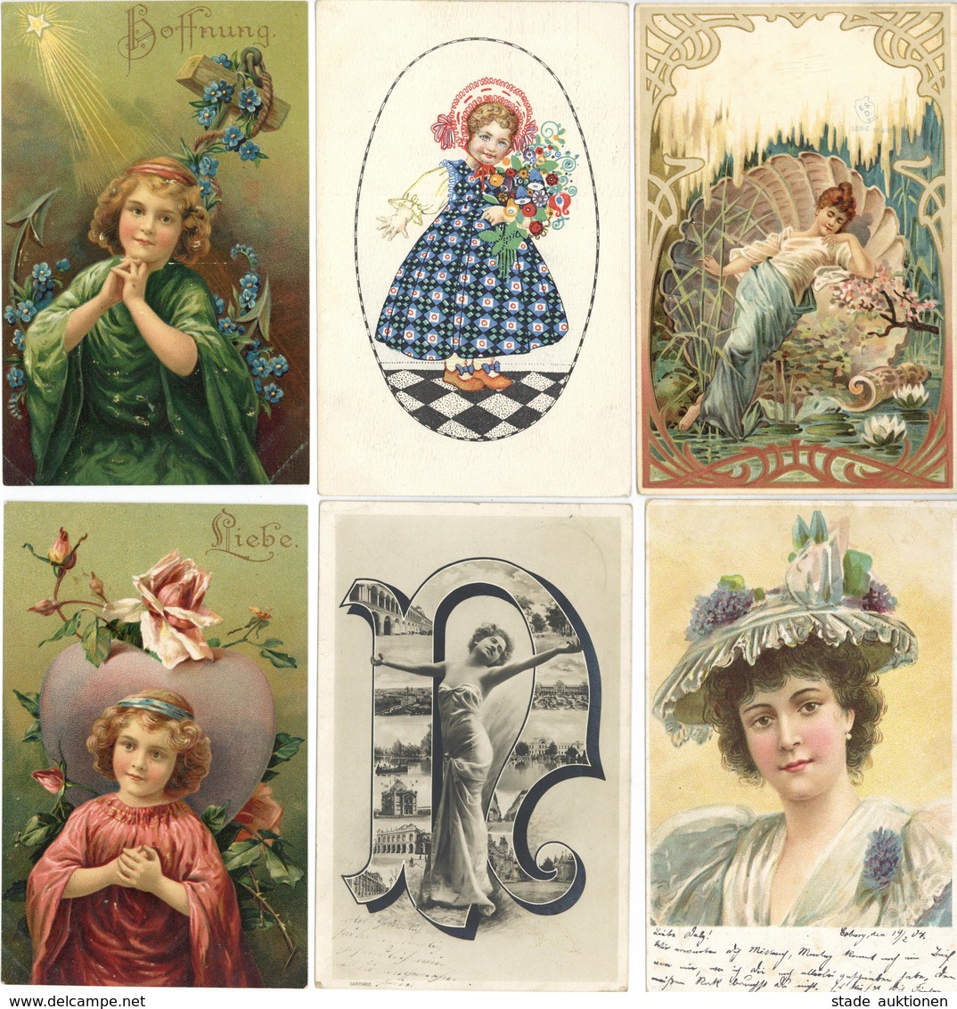 Frauen Kinder Poesie 2 Alben Mit Circa 180 Ansichtskarten Dabei Viele Lithos Und Präge-Karten I-II Femmes - Non Classificati