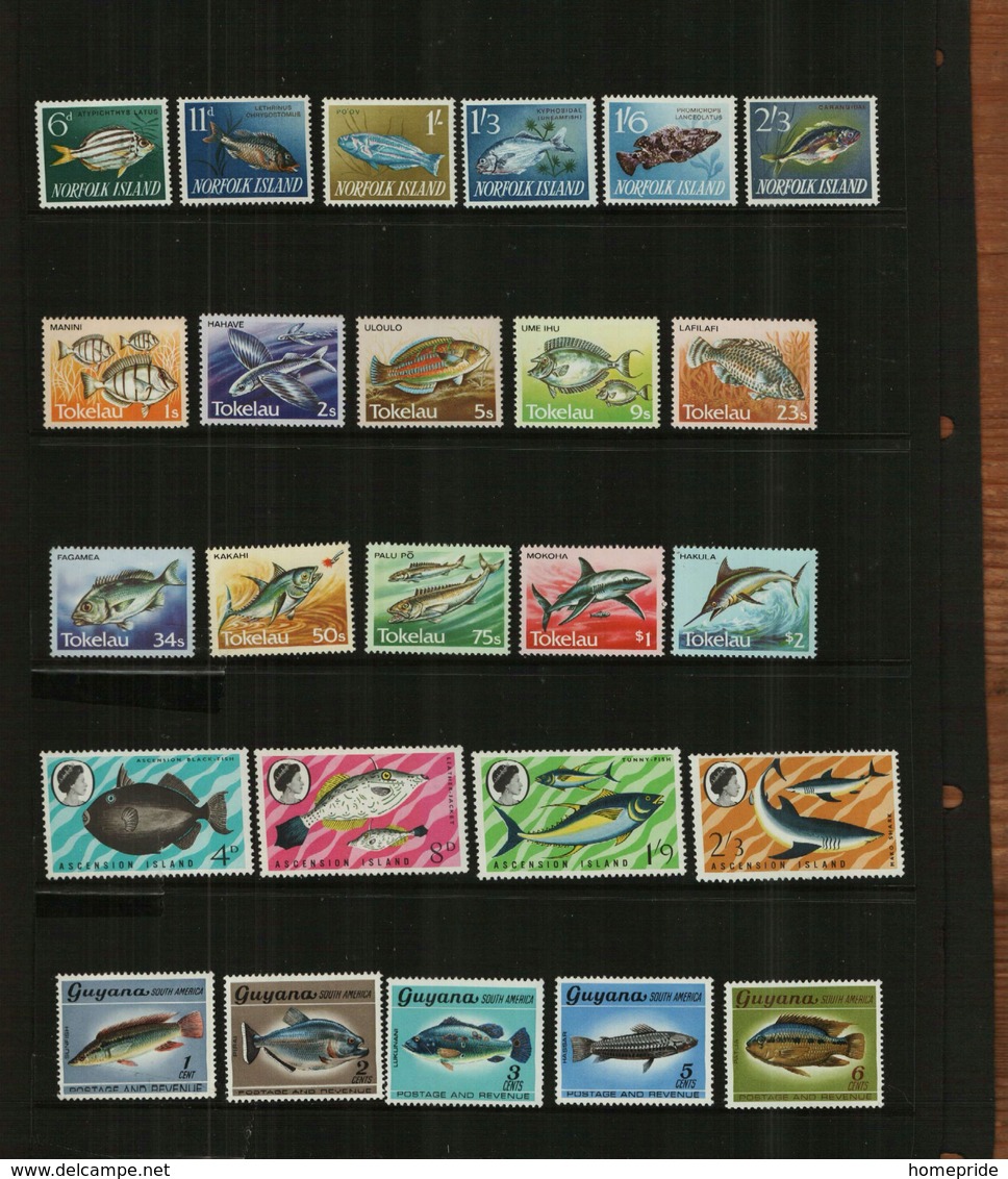 ASSORTED FISH - MNH - 25 Stamps - Fishes