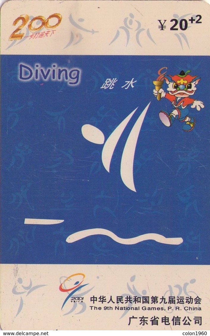 TARJETA TELEFONICA DE CHINA. THE 9th NATIONAL GAMES . P R CHINA. DIVING, J0111(34-24). (008) - Juegos Olímpicos