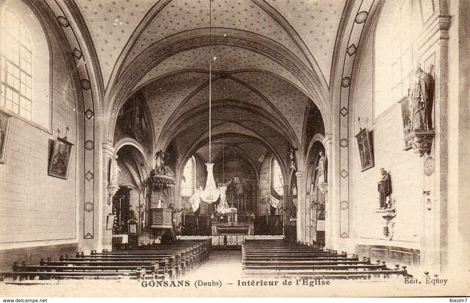 CPA - GONSANS (25) - Aspect De L'intérieur De L'Eglise En 1929 - Autres & Non Classés