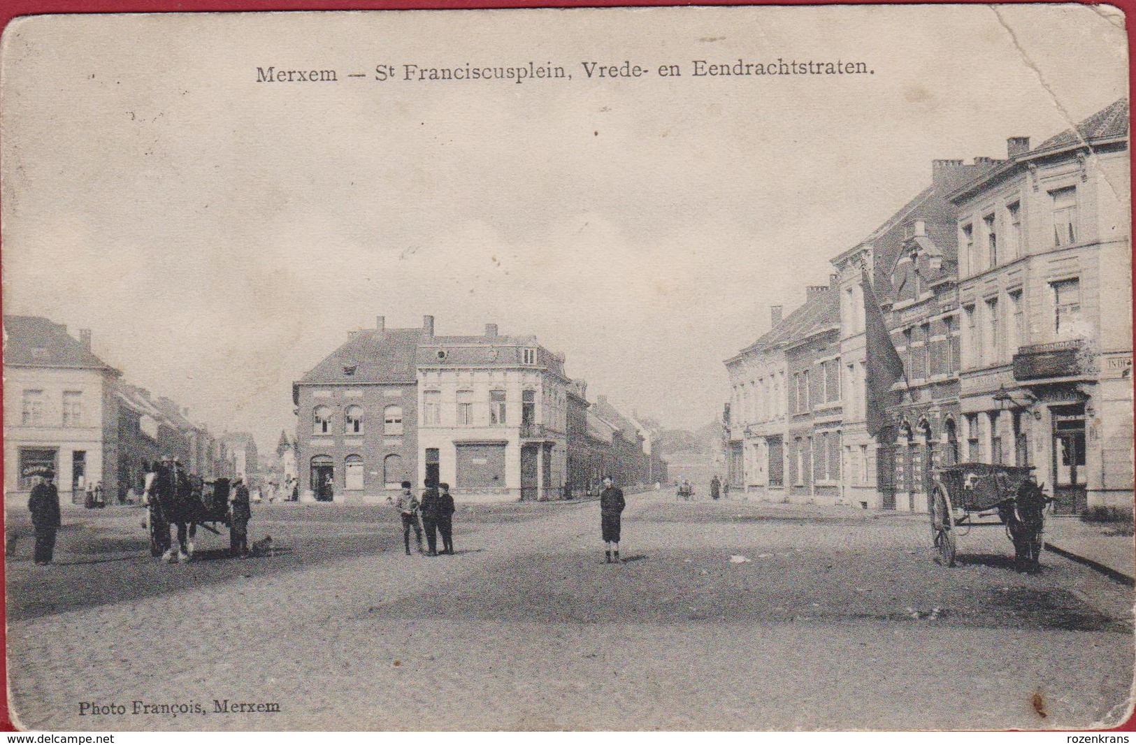 Merksem Merxem ZELDZAAM Geanimeerd St Franciscusplein Vrede- En Eendrachtstraten (kreuk) - Antwerpen