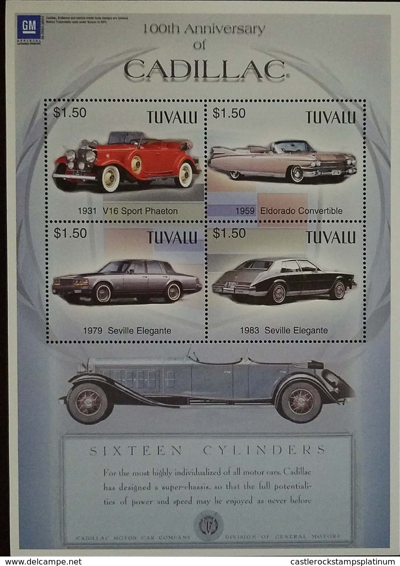 O) 2003 TUVALU, GENERAL MOTORS AUTOMOVILES - SIXTEEN CYLINDERS - CADILLAC, MNH - Tuvalu