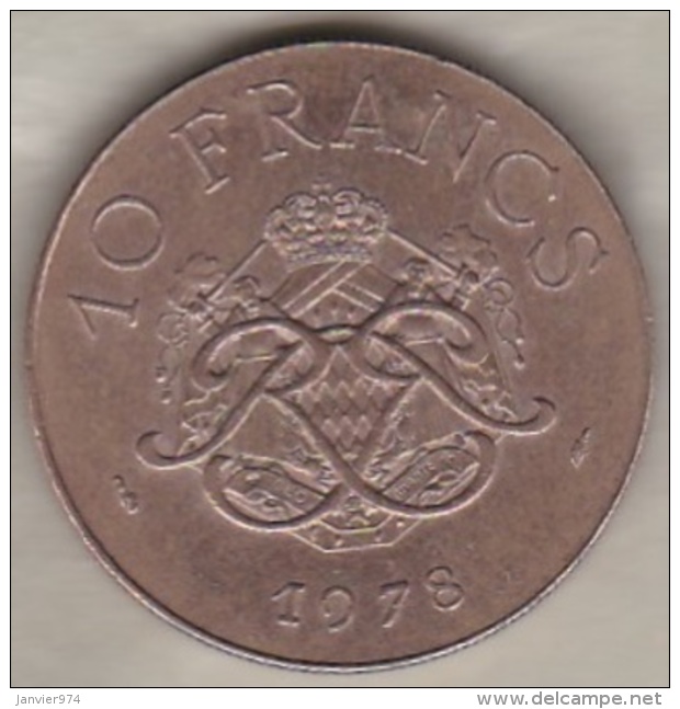 Monaco , 10 Francs 1978 Rainier III , Cupro-aluminium-nickel, Gad# 157 - 1960-2001 Nieuwe Frank