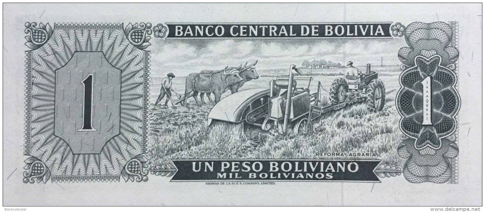 Bolivia 1 Peso Boliviano, P-152a (13.7.1962) -  UNC - Bolivien