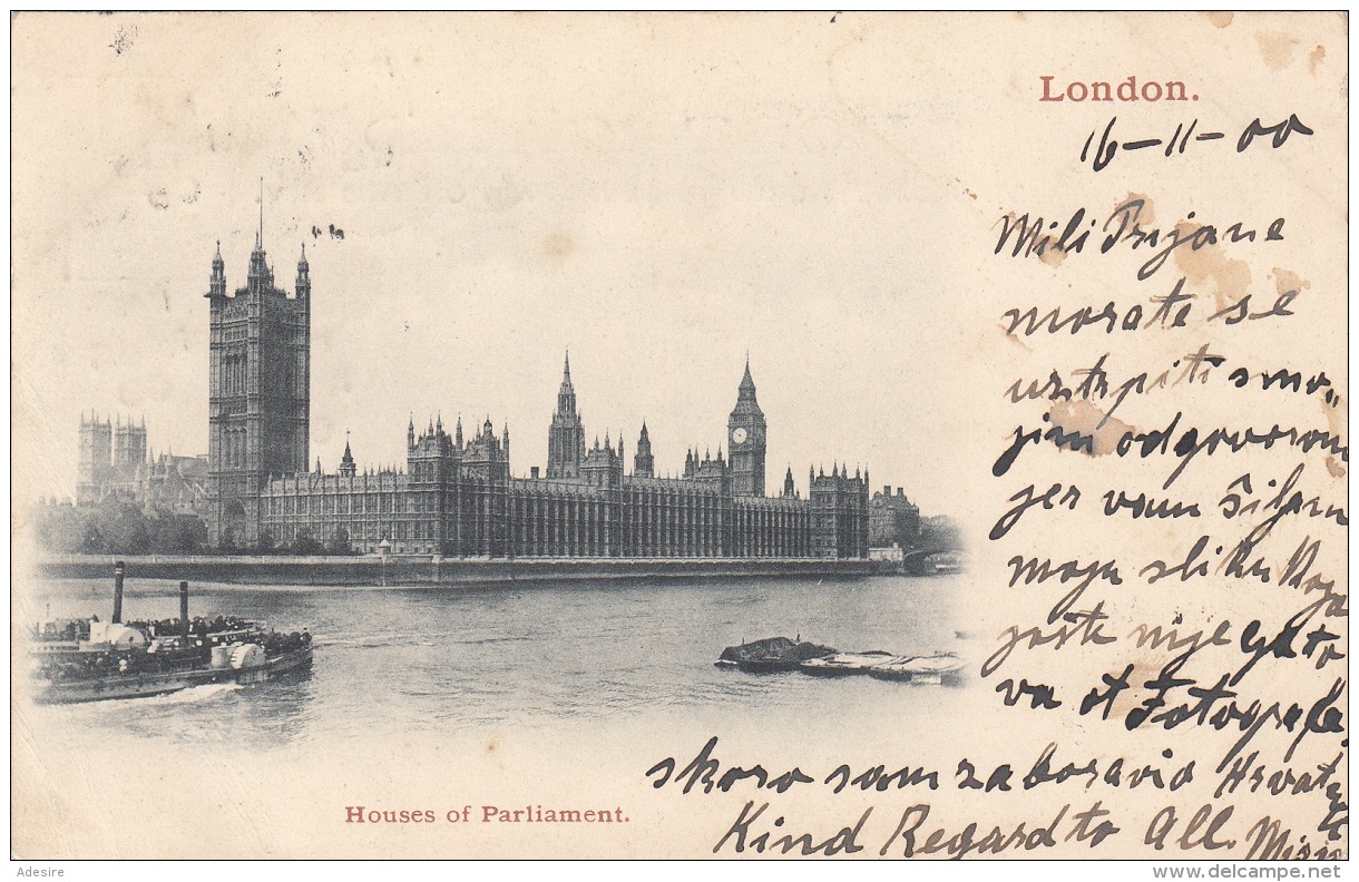 LONDON - Houses Of Parlament, Gel.1900, 4 Fach Frankiert - Houses Of Parliament