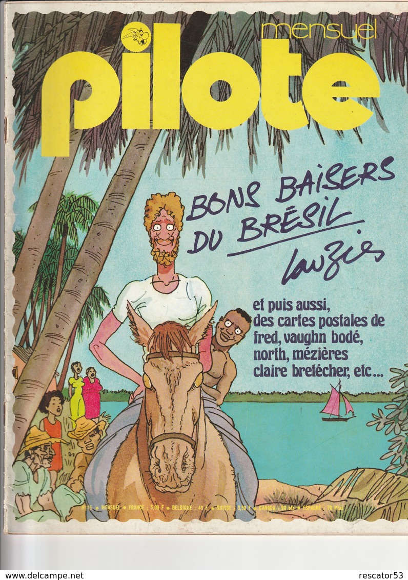 Rare Revue Mensuel Pilote N°15 Aout 1975 - Pilote