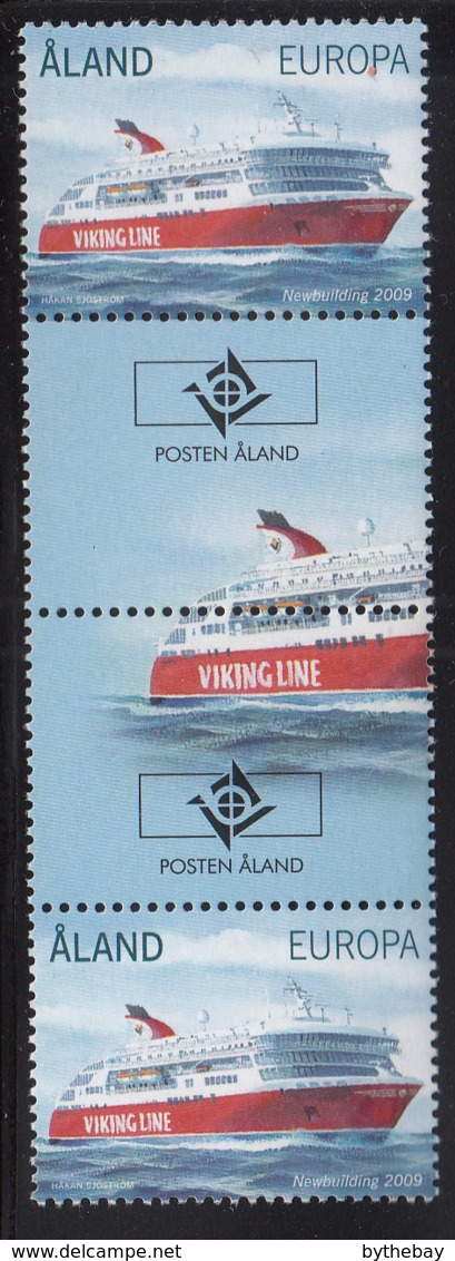 Aland 2009 MNH Scott #288-#289 Passenger Ferries S/S Viking, Newbuilding Gutter Pairs With Emblem - Ålandinseln