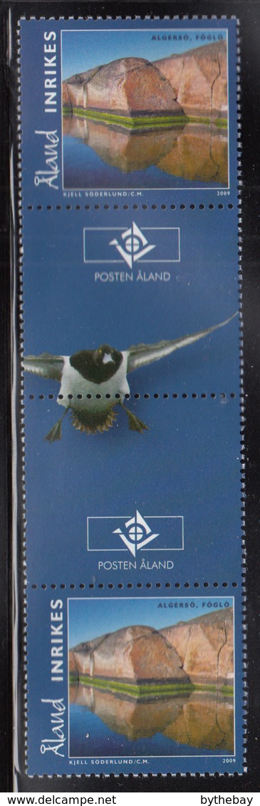 Aland 2009 MNH Scott #291 Algerso, Folgo Nature Gutter Pair With Emblem, Bird - Aland