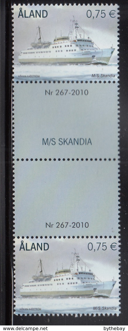 Aland 2010 MNH Scott #301-#302 Passenger Ferries Skandia, Prinsessan Gutter Pairs With Number, Names - Aland