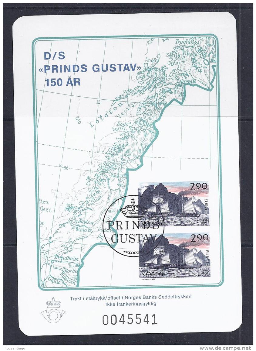 NORUEGA 1988 - HOJA CONMEMORATIVA DEL 150 ANIV. DEL PRINCIPE GUSTAVO - Used Stamps