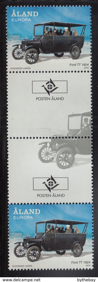 Aland 2012 MNH Scott #335-#336 Busses Ford TT, Volvo L224 Gutter Pairs With Emblem - Aland