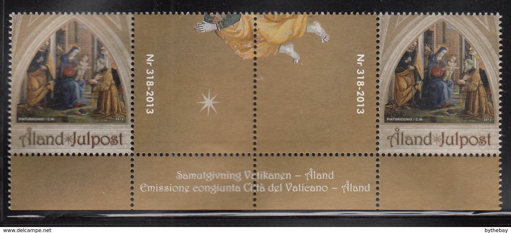 Aland 2013 MNH Church Window Christmas Gutter Pair With Number - Aland