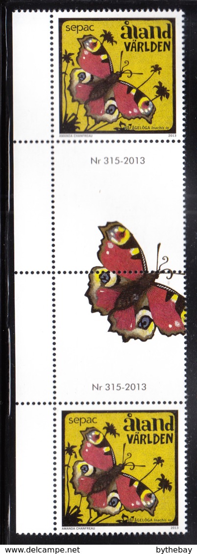 Aland 2013 MNH Butterfly SEPAC Gutter Pair With Number - Aland