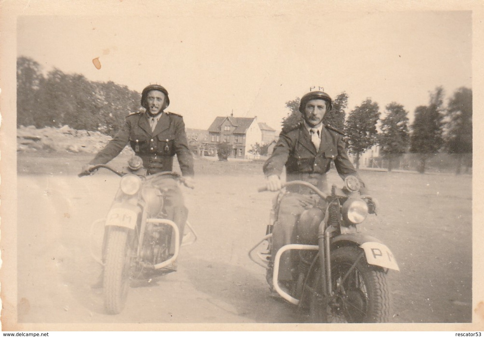 Rare Lot De 4 Photos Motards De La Police Militaire Troupes Française En Allemagne - 1939-45