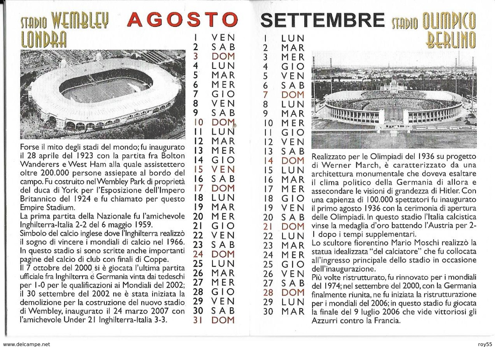 stadium estadio stade stadio i templi del calcio libretto (8 X 11) con 12 differenti stadi  (vedi tutte scansioni)