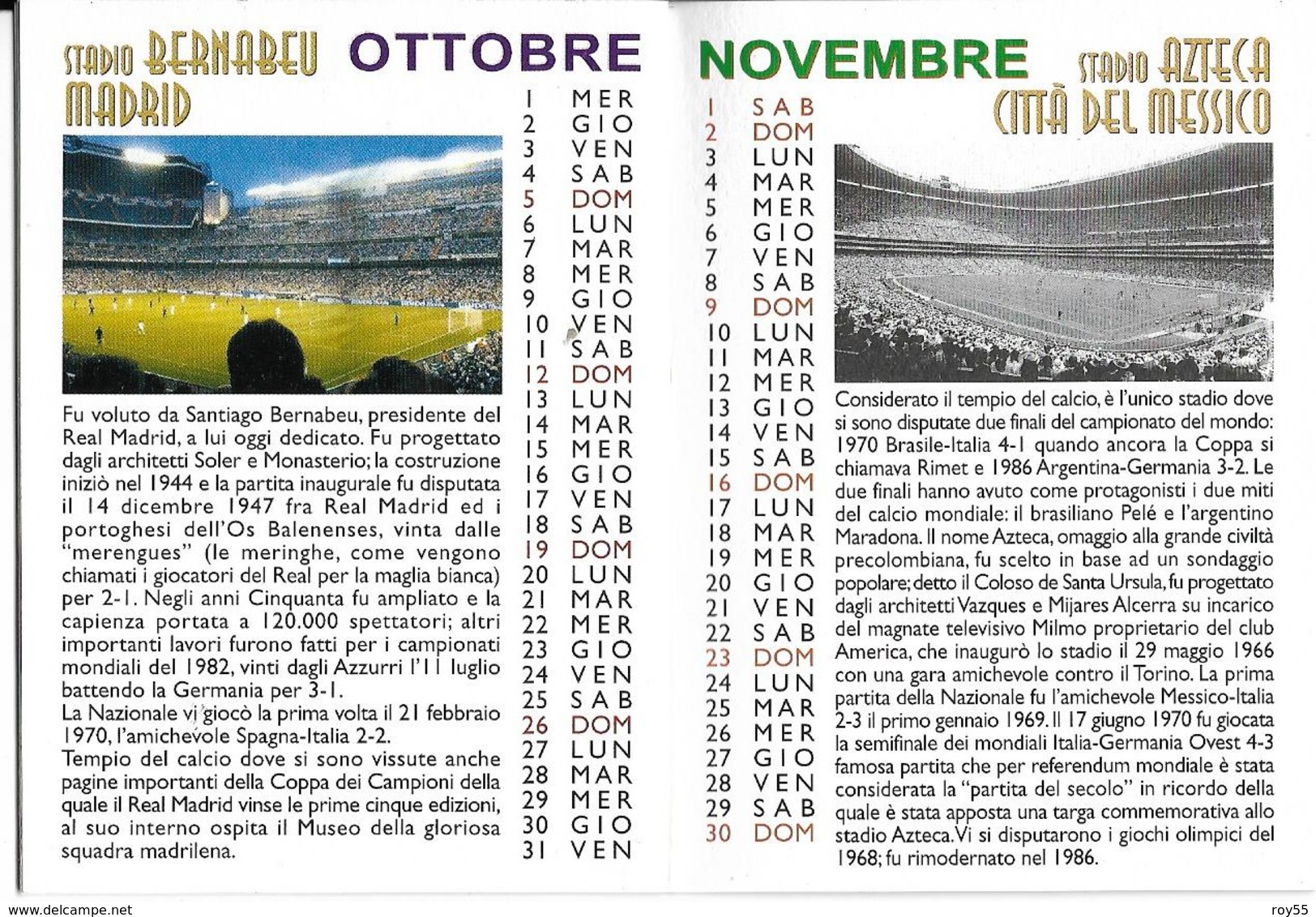 stadium estadio stade stadio i templi del calcio libretto (8 X 11) con 12 differenti stadi  (vedi tutte scansioni)