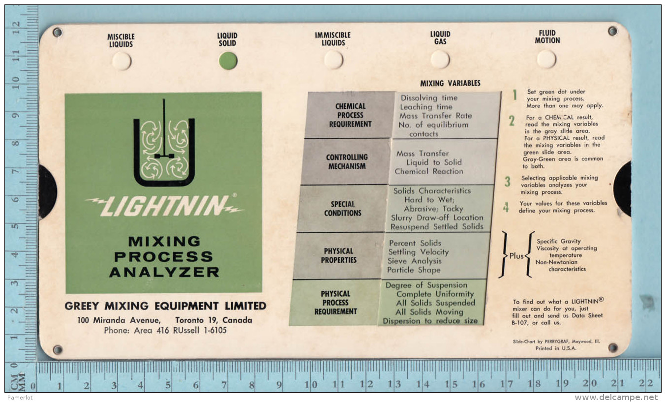 Regle Calcul - Lightnin Mixing Process, Analizer, Tank Volume Calculator, Rule - Other & Unclassified