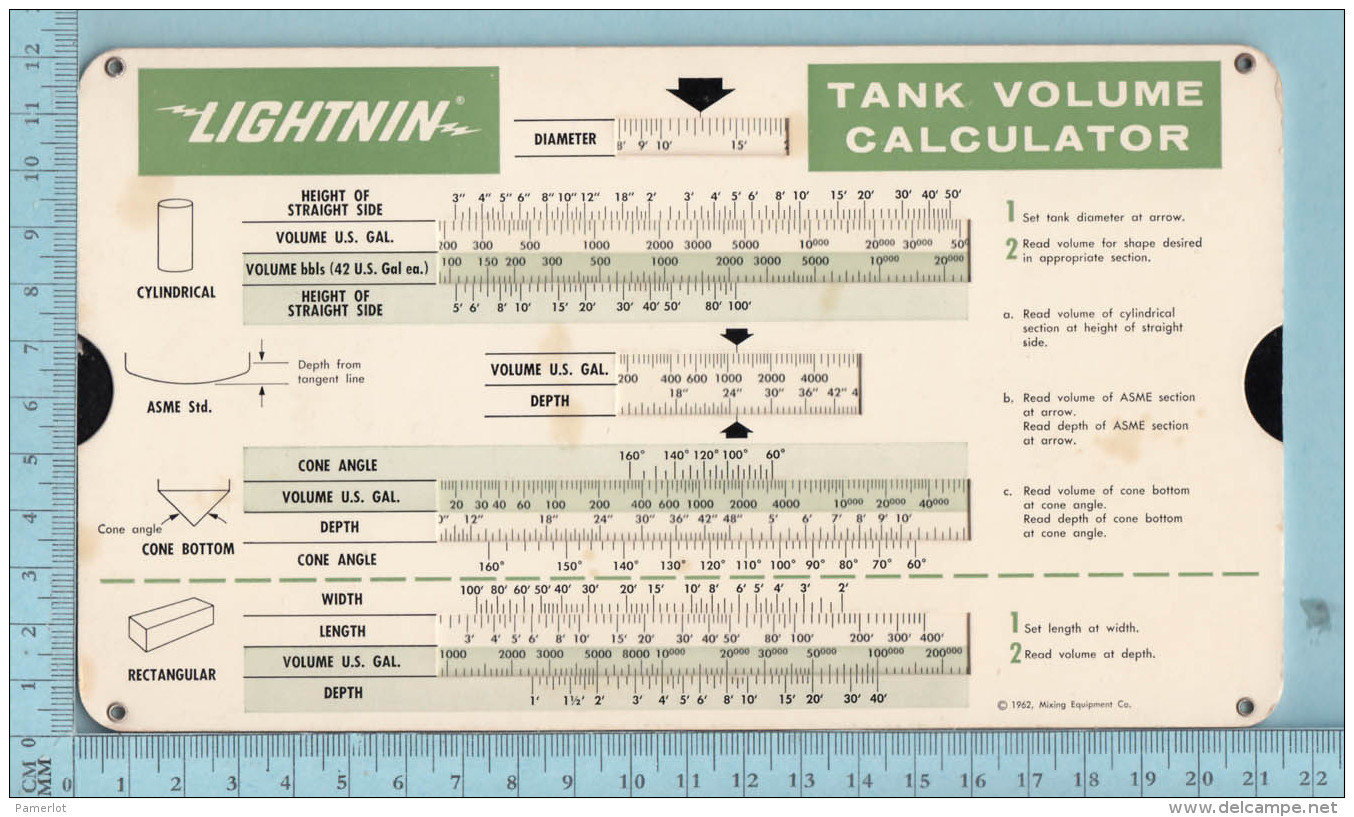 Regle Calcul - Lightnin Mixing Process, Analizer, Tank Volume Calculator, Rule - Other & Unclassified