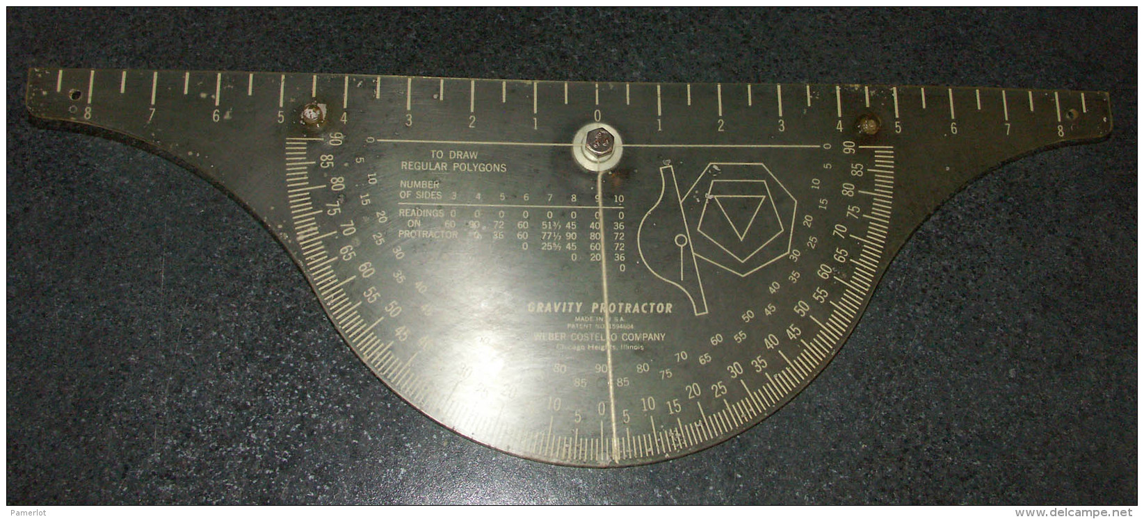 Protractor - Gravity Protractor ,l'inclinomètre Et Rapporteur D'angles, Par Weber Chicago Ill.18 "" Ou 45.5 Cm - Other & Unclassified