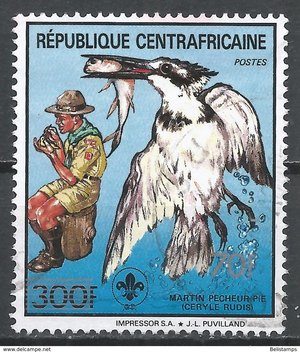 Central African Republic 1988. Scott #922 (U) Scout And Ceryle Rudis (Bird) * - Centrafricaine (République)