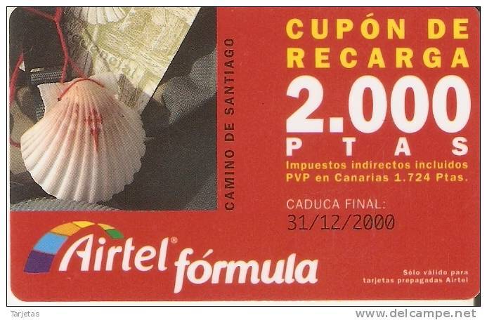 ACR-045/1 TARJETA CAMINO DE SANTIAGO DE 2000 PTAS (CARACOLA- SEA SHELL) - Airtel