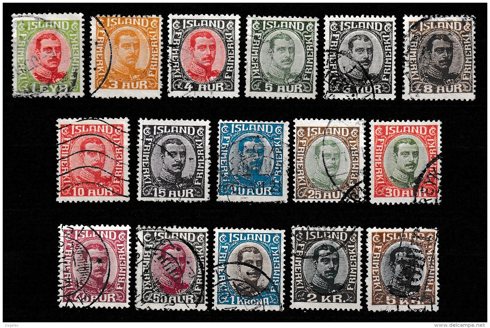 Iceland 1920 Mi. 83-98 Complete,used.  Gestempelt - Gebruikt