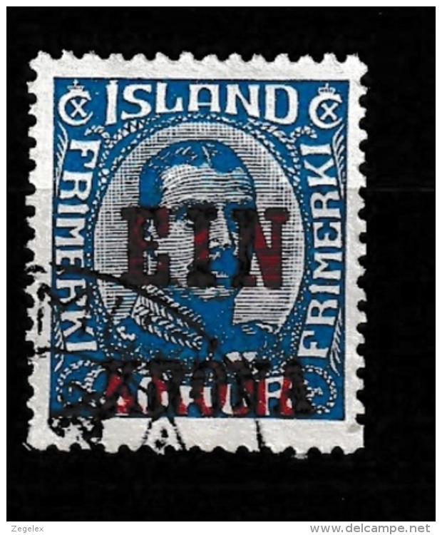 Iceland 1926 Mi. 121  1Kr Auf 40 Aur. Used.  Gestempelt - Gebruikt