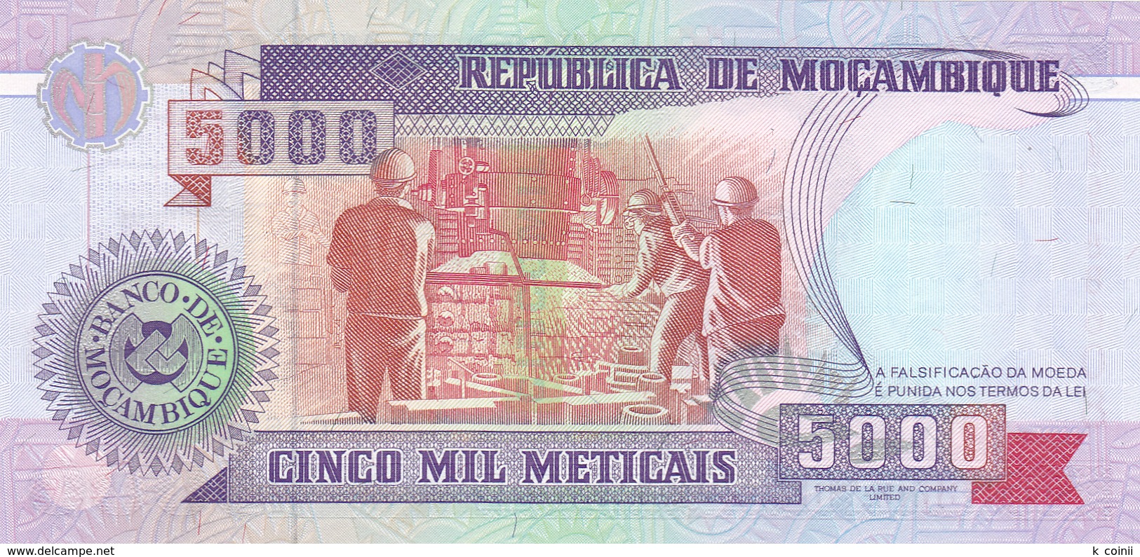 Mozambique - 5000 Meticais 16 Jun 1991 - UNC - Mozambique