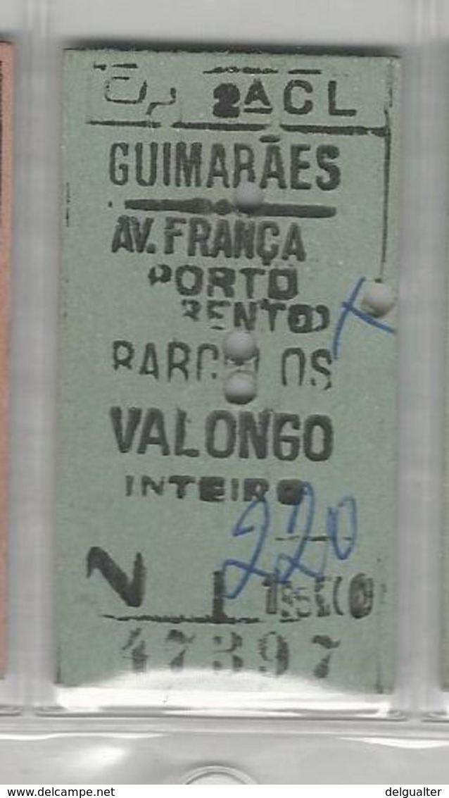 Ticket * Portugal * CP (Comboios De Portugal) * Guimarães - Europa