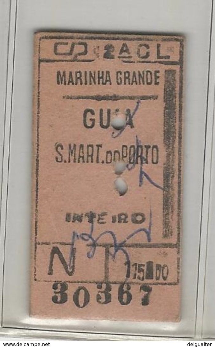 Ticket * Portugal * CP (Comboios De Portugal) * Marinha Grande - Europa