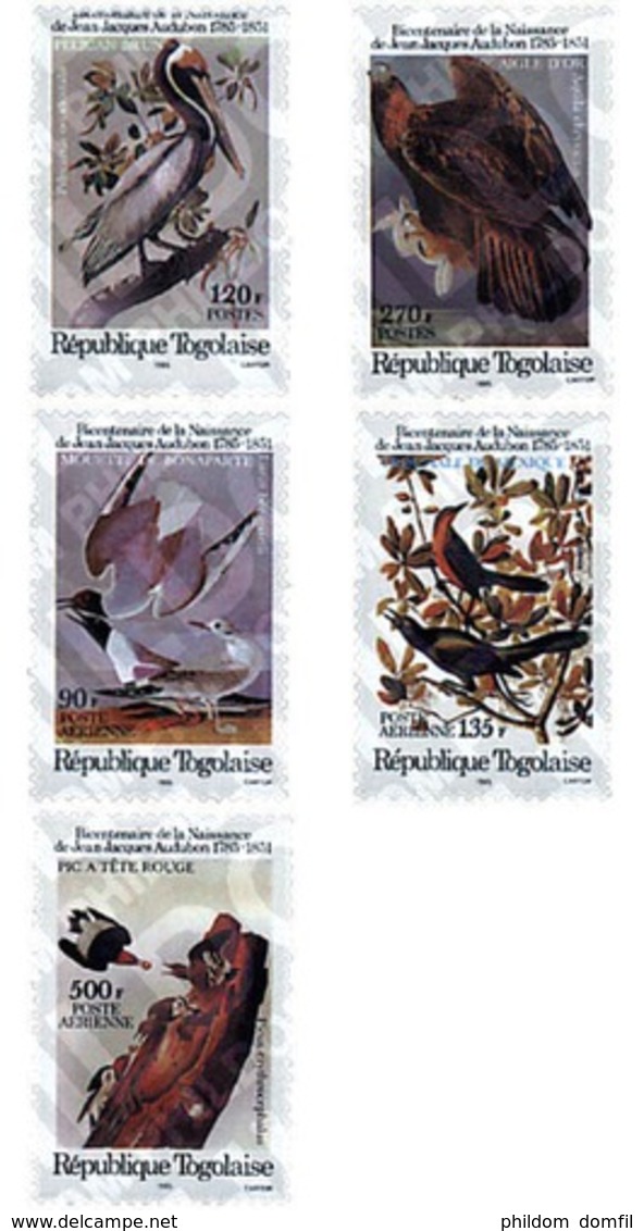 Ref. 33085 * MNH * - TOGO. 1985. BICENTENARY OF THE BIRTH OF ORNITHOLOGIST J.J. AUDUBON . BICENTENARIO DEL NACIMIENTO DE - Sonstige & Ohne Zuordnung