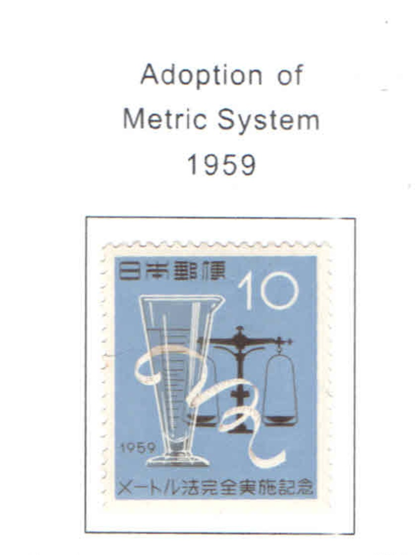 Giappone PO 1959 Adozione Sistema Metrico Scott.673+See Scan On Scott.Page; - Ungebraucht