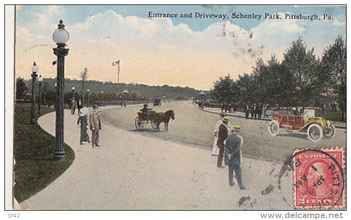 ENTRANCE AND DRIVEWAY  SCHENLEY PARK.         PITTSBURGH .     CAR - Pittsburgh