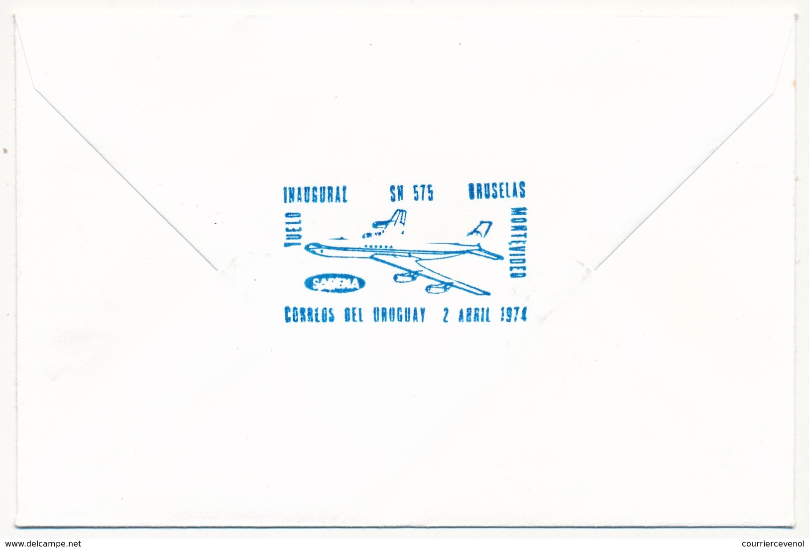BELGIQUE - 2 Enveloppes SABENA - 1ere Liaison Aérienne - BRUXELLES - MONTEVIDEO - 1.4.1974 Et Retour - Otros & Sin Clasificación