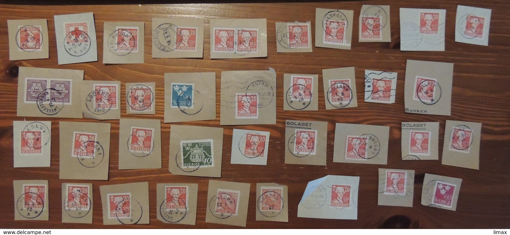 37 Ortsstempel 1940er-Jahre 145142023938 Loderup Karlskoga Vaxholm Vellinge Ystad Etc. - 1930- ... Francobolli In Bobina II