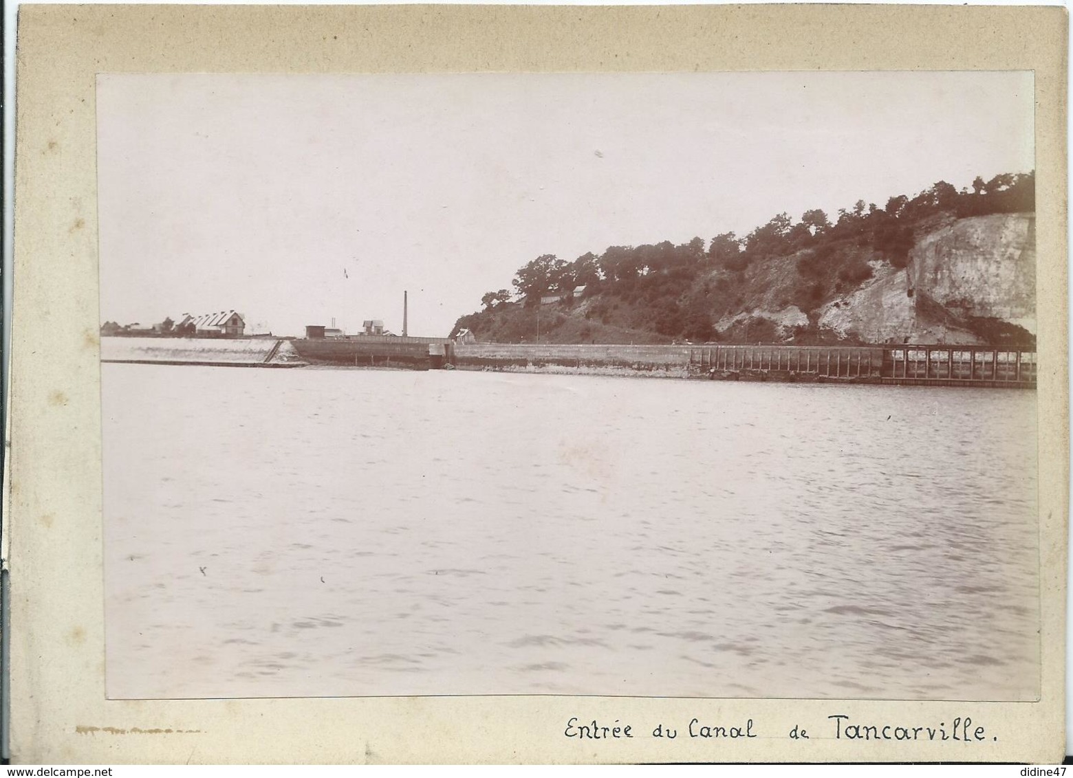 PHOTO SUR CARTON 16,5X 12- 1892 - Entre ROUEN Et LE HAVRE - ENTREE DU CANAL DE TANCARVILLE - Anciennes (Av. 1900)