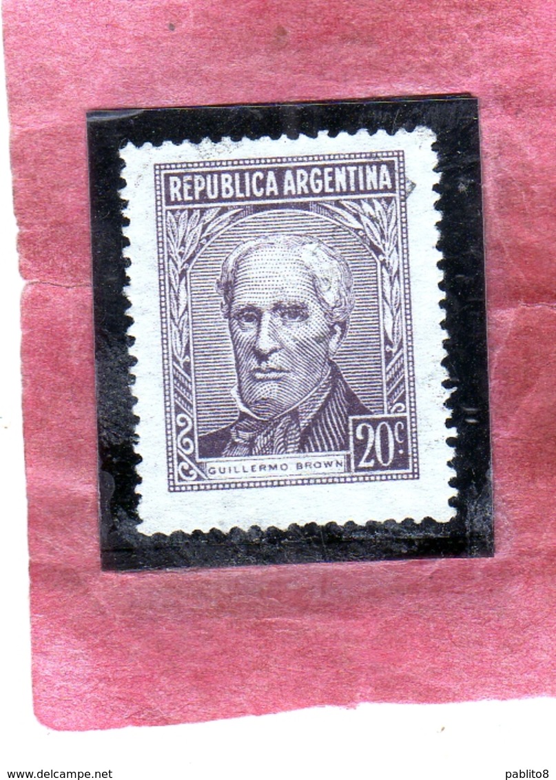 ARGENTINA 1956 ADMIRAL GUILLERMO BROWN CENT. 20c MNH - Nuovi