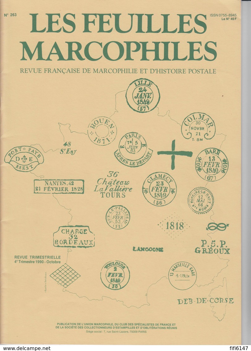 FRANCE -- REVUE "LES FEUILLES MARCOPHILES"   N°263-- 4°TRIMESTRE 1990 - Français (àpd. 1941)