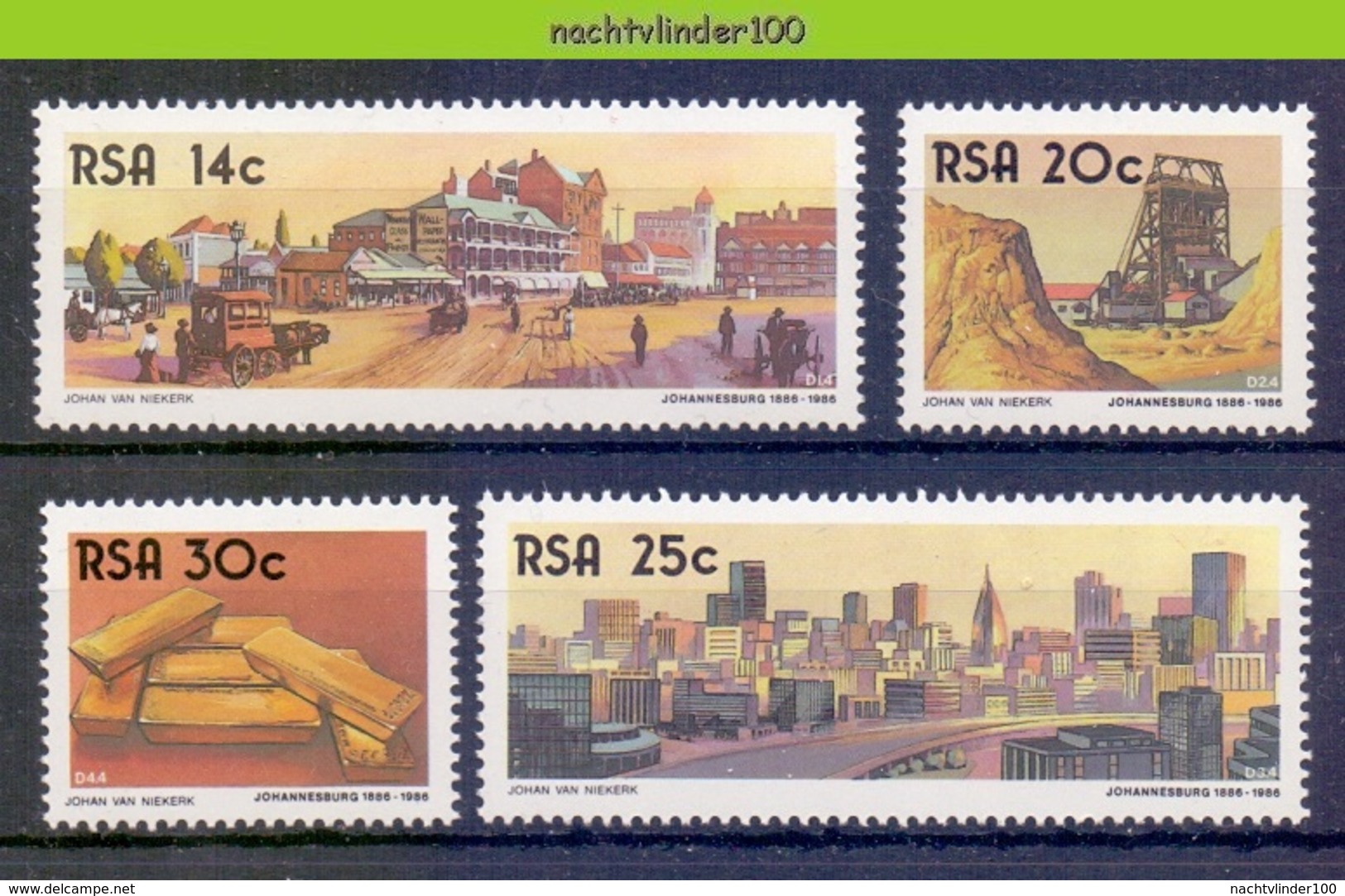 Ncf130  100 JAAR JOHANNESBURG 100 YEARS HORSE CARRIAGE GOLD BUILDINGS ARCHITECTURE RSA 1986 PF/MNH - Ongebruikt