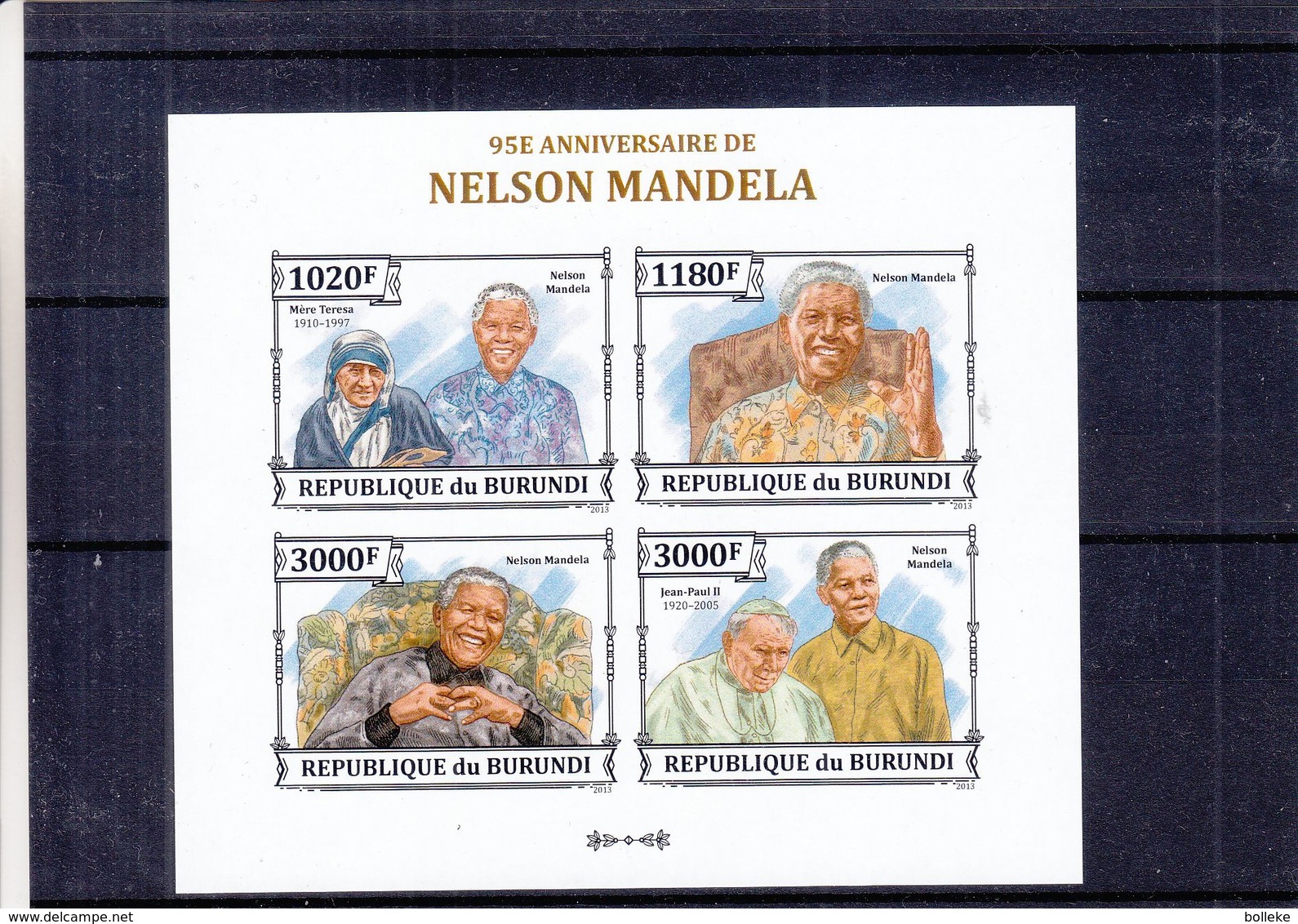 Mère Teresa - Nelson Mandela - Pape Jean Paul II - Burundi - COB BF 600 ** - MNH - Valeur 35 Euros - Mère Teresa