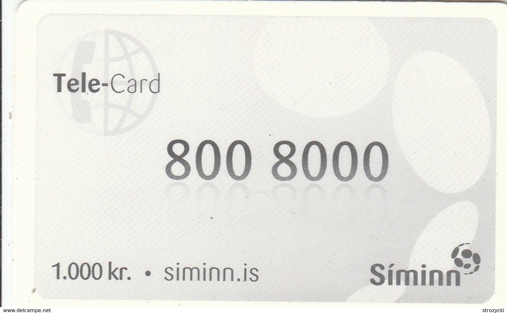 Iceland - Siminn - Tele-Card 800 8000 - Islanda