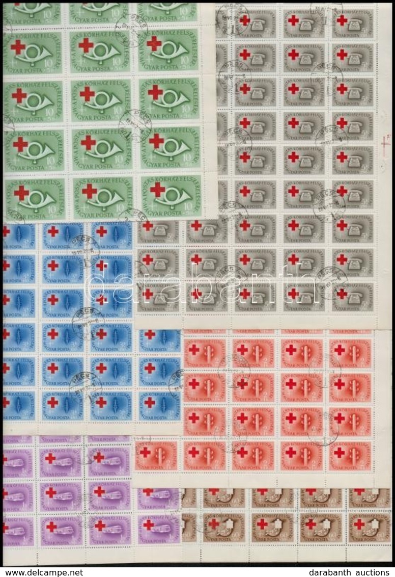 O 1957 Postáskórház Sor Teljes ívekben (10Ft 50 Db, A Többi érték 100 Db, Bennük 3 Ismert Lemezhiba) (min. 33.000) - Altri & Non Classificati