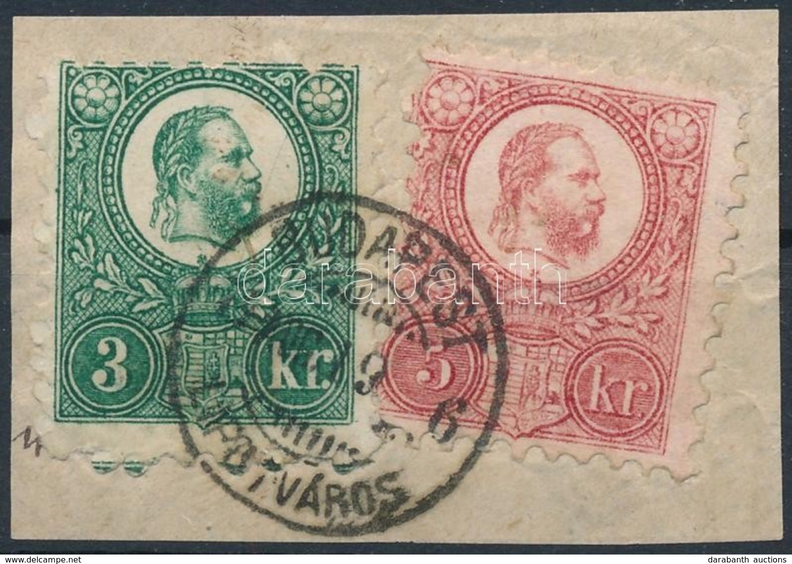 1871 Réznyomat 3kr + 5kr Helyi Ajánlott Levél Kivágáson 'BUDAPEST LIPÓTVÁROS' - Andere & Zonder Classificatie